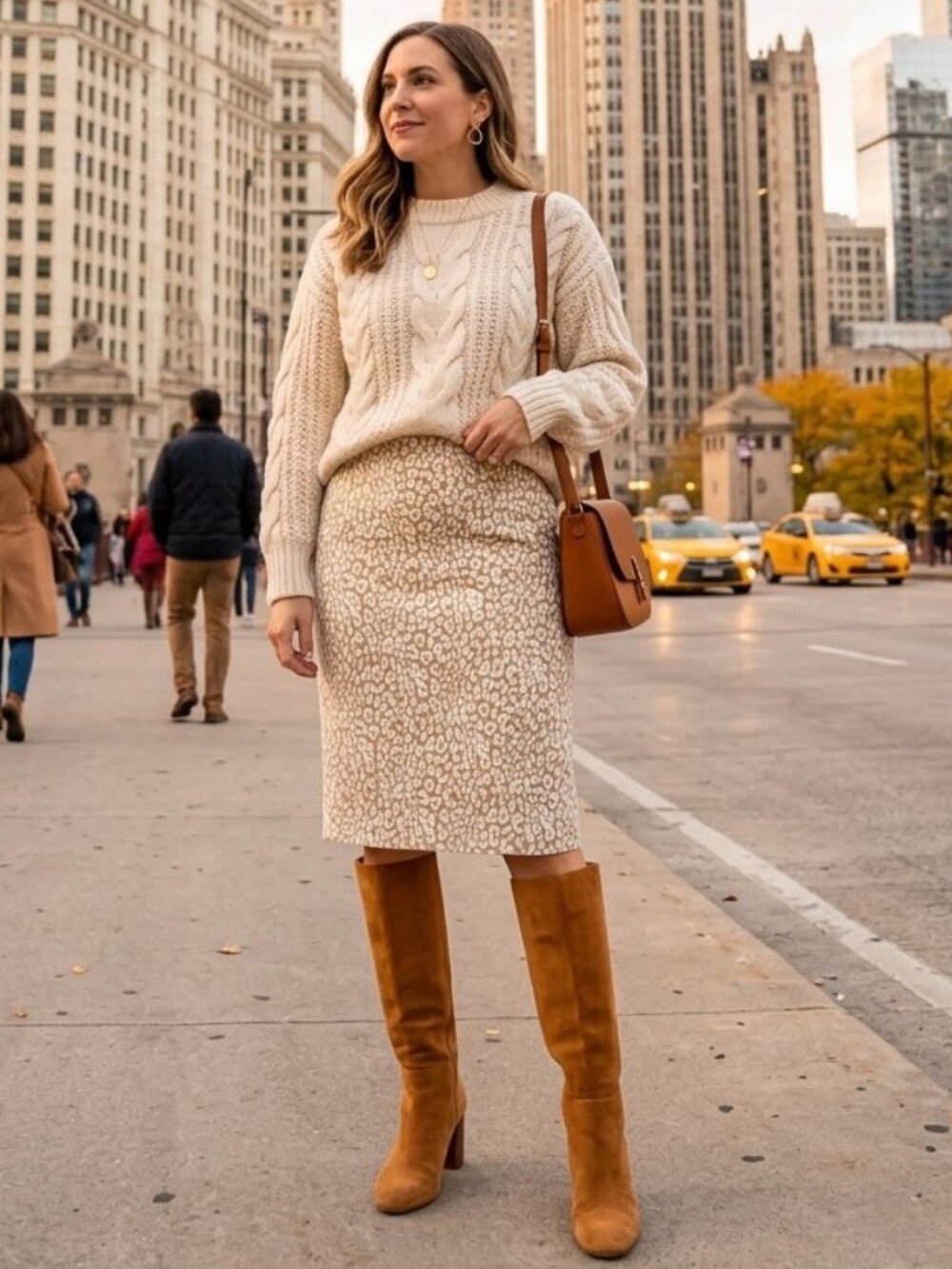 Reimaged by J. Crew 100% Cotton Gold White Animal Print Lined Pencil Skirt: 4847